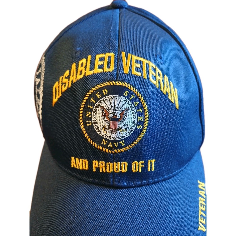 Navy Disabled Veteran Emblem Shadow Blue‎ Hat OFFICIALLY LICENSED BY THE US NWOT